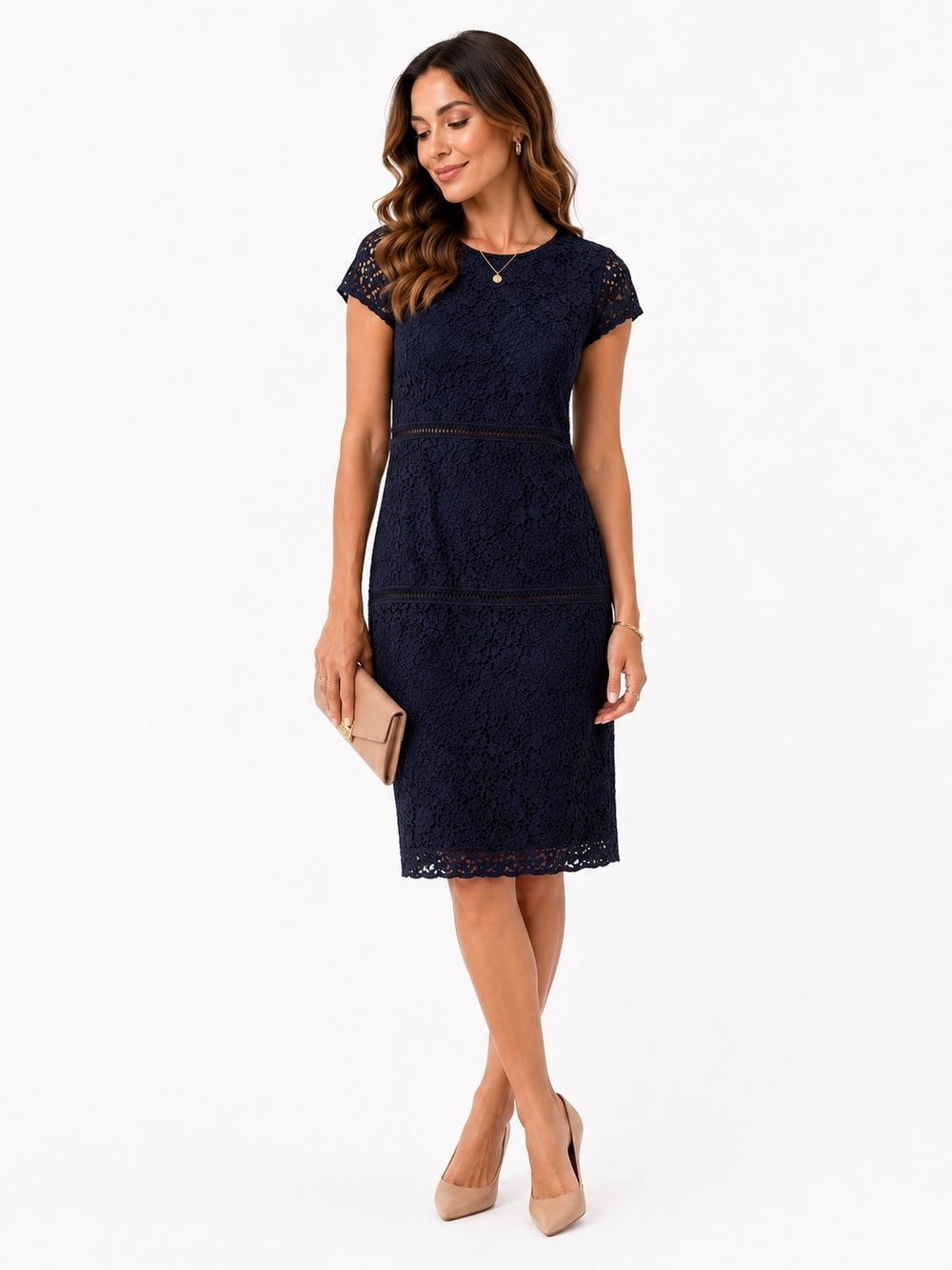 2/$50 H&M Navy Lace Sheath Dress – Size Small